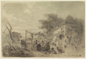 Compañía en la terraza frente a la posada de la carretera de Eugène François de Block