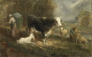 Corral con ganado de Eugène Fromentin Dupeux