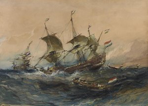 Barcos holandeses en la tormenta de Eugene Isabey