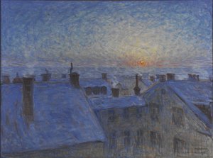 Amanecer sobre los tejados de Estocolmo
