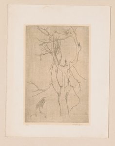 Árbol y garza de Eugène Joors (signed by artist)