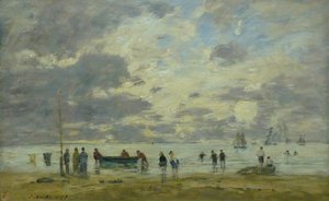 En francés:  Plage de Deauville Playa de Deauville de Eugene Louis Boudin
