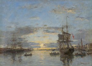Alemán: Le Havre. El puerto exterior al atardecer Le Havre: El puerto exterior al atardecer de Eugene Louis Boudin
