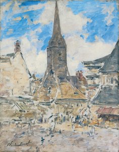 Kotava: "Biot ke Sainte-Catherine uja koe Honfleur (trutca ke Boudin)"
Francés: Le Clocher de Sainte-Catherine, Honfleur de Eugene Louis Boudin