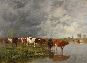 Beber en manada de Eugene Louis Boudin