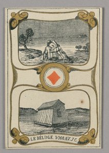 El diluvio, carta de juego del conjunto de "Cartes héroïques" o "Des grands hommes" de Eugène Moreau