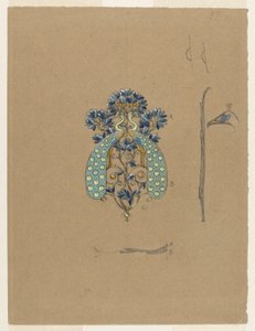 Diseño para una hebilla de cinturón con motivo de pavo real de Eugene Grasset