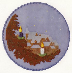 Pastel de Navidad con escena nocturna (foto)