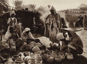 Oasis de Touggourt, mercado de macetas (foto b/n)
