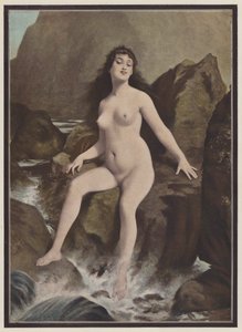 Una sirena, una criatura de la mitología griega (lito de color)