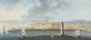 Vista de un puerto desde el mar, probablemente Livorno de European School