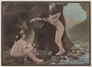 Una escena de Dafnis y Cloe (litografia en color) de European School
