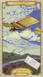 Alberto Santos-Dumont en St Cyr, Francia (cromolito)