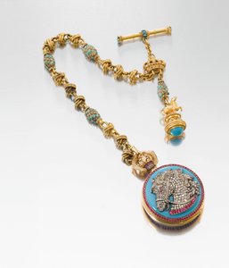 Un reloj de presentación extremadamente fino e históricamente interesante con cadena y sello de fob a juego, hecho para el Rey Ludwig II de Baviera, c.1880 de European School