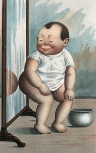 Bebé con espejo (litografía en color)