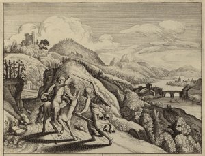 Balaam reprendido por su burro mientras se dirigía a Balac, rey de Moab (grabado) de European School