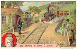 Campanas para advertir de trenes en un cruce ferroviario de European School