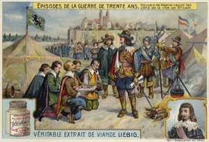 Bernardo de Sajonia-Weimar recibiendo las llaves de la ciudad de Breisach, 1638 de European School