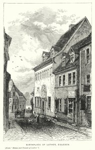 Lugar de nacimiento de Lutero, Eisleben (grabado) de European School
