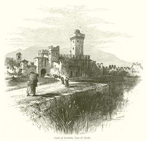 Castillo de Sermione, Lago de Garda (grabado) de European School