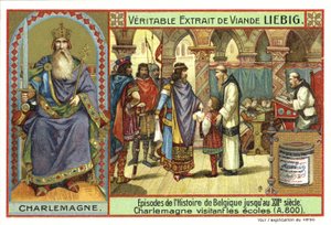 Carlomagno, Rey de los Francos, visitando una escuela, 800 de European School