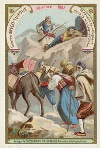 Cristianos buscando refugio en las montañas de Creta, Guerra greco-turca, febrero de 1897