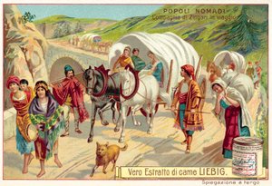 Compañía de gitanos viajando de European School