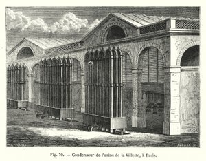Condensador de la fábrica de La Villette, en París (grabado)