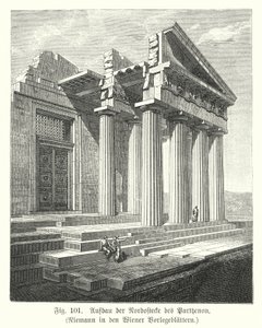 Construcción de la esquina noreste del Partenón, Atenas, Grecia antigua de European School