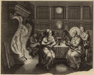 Conversación de Jesucristo y Nicodemo (grabado) de European School