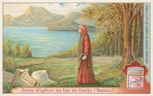 Dante, tarjeta Liebig, principios del siglo XX (cromo) de European School