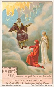 Dante, La Divina Comedia, tarjeta Liebig, principios del siglo XX (cromo)