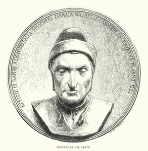 Máscara mortuoria de Dante Alighieri, poeta italiano medieval de European School