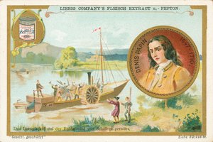 Denis Papin, tarjeta Liebig, principios del siglo XX (cromo) de European School