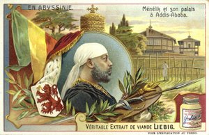 Emperador Menelik II de Etiopía y su palacio en Addis Abeba de European School