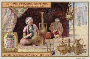 Cobre grabado y repujado, India de European School