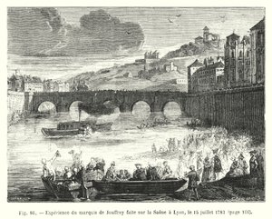 Experimento del marqués de Jouffroy realizado en el Saona en Lyon, el 15 de julio de 1783