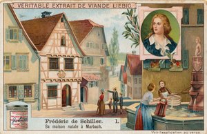 Friedrich Schiller, tarjeta Liebig, principios del siglo XX (cromo) de European School