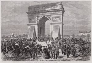 Soldados alemanes en el Arco de Triunfo, París, después de asegurar la victoria en la Guerra Franco-Prusiana, 2 de marzo de 1871