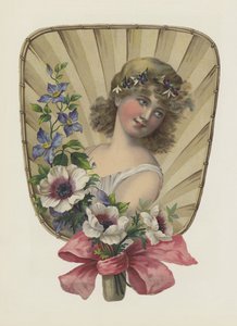 Niña con flores (litografia en color) de European School