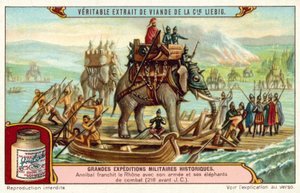 Aníbal Cruzando el Ródano con su Ejército y Elefantes, 218 a.C. de European School
