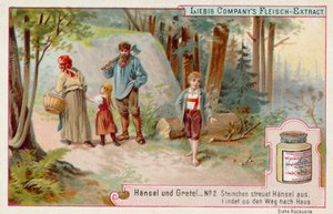 Hansel y Gretel: Hansel dejando un rastro de guijarros para encontrar el camino a casa de European School