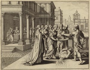 Herodías recibiendo la cabeza de Juan el Bautista (grabado)