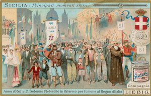 Historia de Sicilia, tarjeta Liebig, principios del siglo XX (cromo) de European School