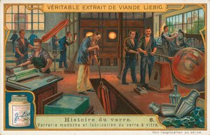 Historia del vidrio, tarjeta Liebig, principios del siglo XX (cromo)