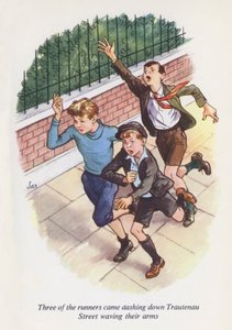 Ilustración para Emil y los detectives (litografía en color) de European School