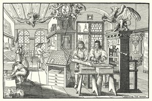 Interior de un taller de imprenta de libros, c1676 de European School