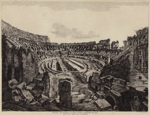 Interior del Coliseo en Roma, excavado en 1813 y abierto en 1814 de European School