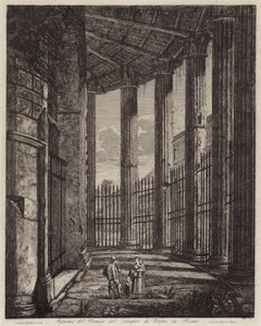 Interior del pórtico del Templo de Vesta, Roma, Italia (grabado) de European School