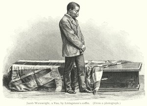 Jacob Wainwright, un Yao, junto al ataúd de Livingstone de European School